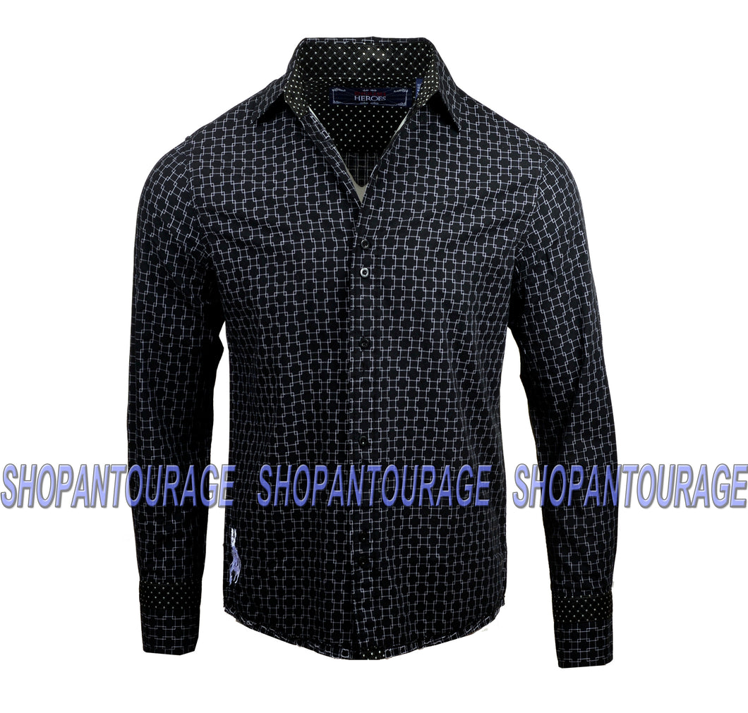 English Heroes by Rock Roll n Soul EHW102 Long Sleeve Button Down Woven Shirt for Men