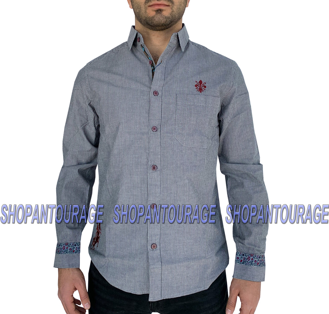 English Heroes EHW149 New Long Sleeve Fashion Button Down Woven Shirt for Men