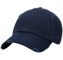 Load image into Gallery viewer, ANTOURAGE Vintage Distressed Unisex Washed Plain Cotton New Baseball Dad Hat Cap - Navy
