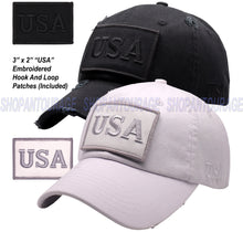 Load image into Gallery viewer, ANTOURAGE 2 PACK: American Flag Hat for Men And Women | Vintage Baseball Tactical Hat Cap With USA Flag + 4 Patches - Black + White
