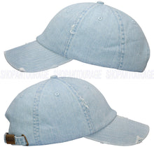 Load image into Gallery viewer, ANTOURAGE Vintage Distressed Unisex Washed Plain Cotton New Baseball Dad Hat Cap - Light Denim - 10 Units ($5.50 Ea.)
