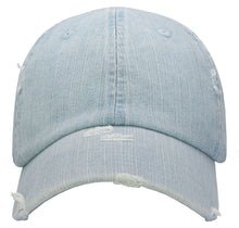 Load image into Gallery viewer, ANTOURAGE Vintage Distressed Unisex Washed Plain Cotton New Baseball Dad Hat Cap - Light Denim
