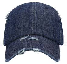 Load image into Gallery viewer, ANTOURAGE Vintage Distressed Unisex Washed Plain Cotton New Baseball Dad Hat Cap - Dark Denim - 10 Units ($5.50 Ea.)
