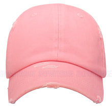 Load image into Gallery viewer, ANTOURAGE Vintage Distressed Unisex Washed Plain Cotton New Baseball Dad Hat Cap - Pink
