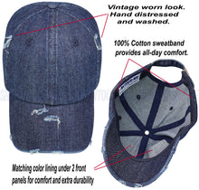 Load image into Gallery viewer, ANTOURAGE Vintage Distressed Unisex Washed Plain Cotton New Baseball Dad Hat Cap - Dark Denim - 10 Units ($5.50 Ea.)
