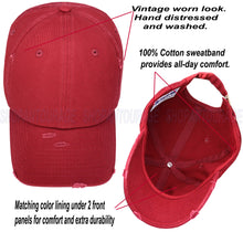 Load image into Gallery viewer, ANTOURAGE Vintage Distressed Unisex Washed Plain Cotton New Baseball Dad Hat Cap - Burgundy
