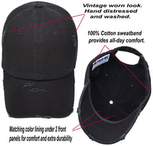 Load image into Gallery viewer, ANTOURAGE Vintage Distressed Unisex Washed Plain Cotton New Baseball Dad Hat Cap - Black - 10 Units ($5.50 Ea.)
