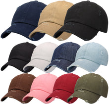 Load image into Gallery viewer, ANTOURAGE Vintage Distressed Unisex Washed Plain Cotton New Baseball Dad Hat Cap - Light Denim - 10 Units ($5.50 Ea.)
