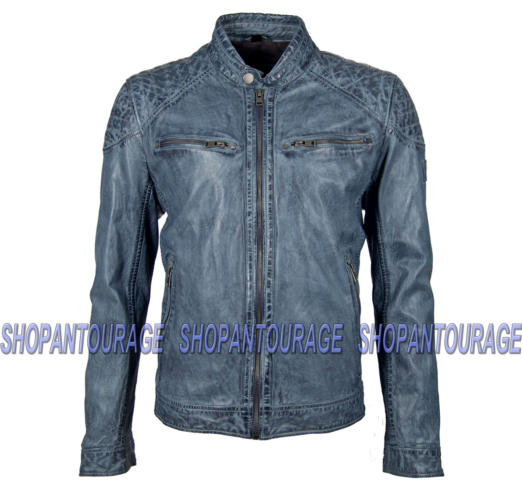 Mauritius Gorey Blue 100% New Genuine Lambskin Fashion Leather Jacket For Men