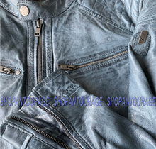 Load image into Gallery viewer, Mauritius Gorey Blue 100% New Genuine Lambskin Fashion Leather Jacket For Men
