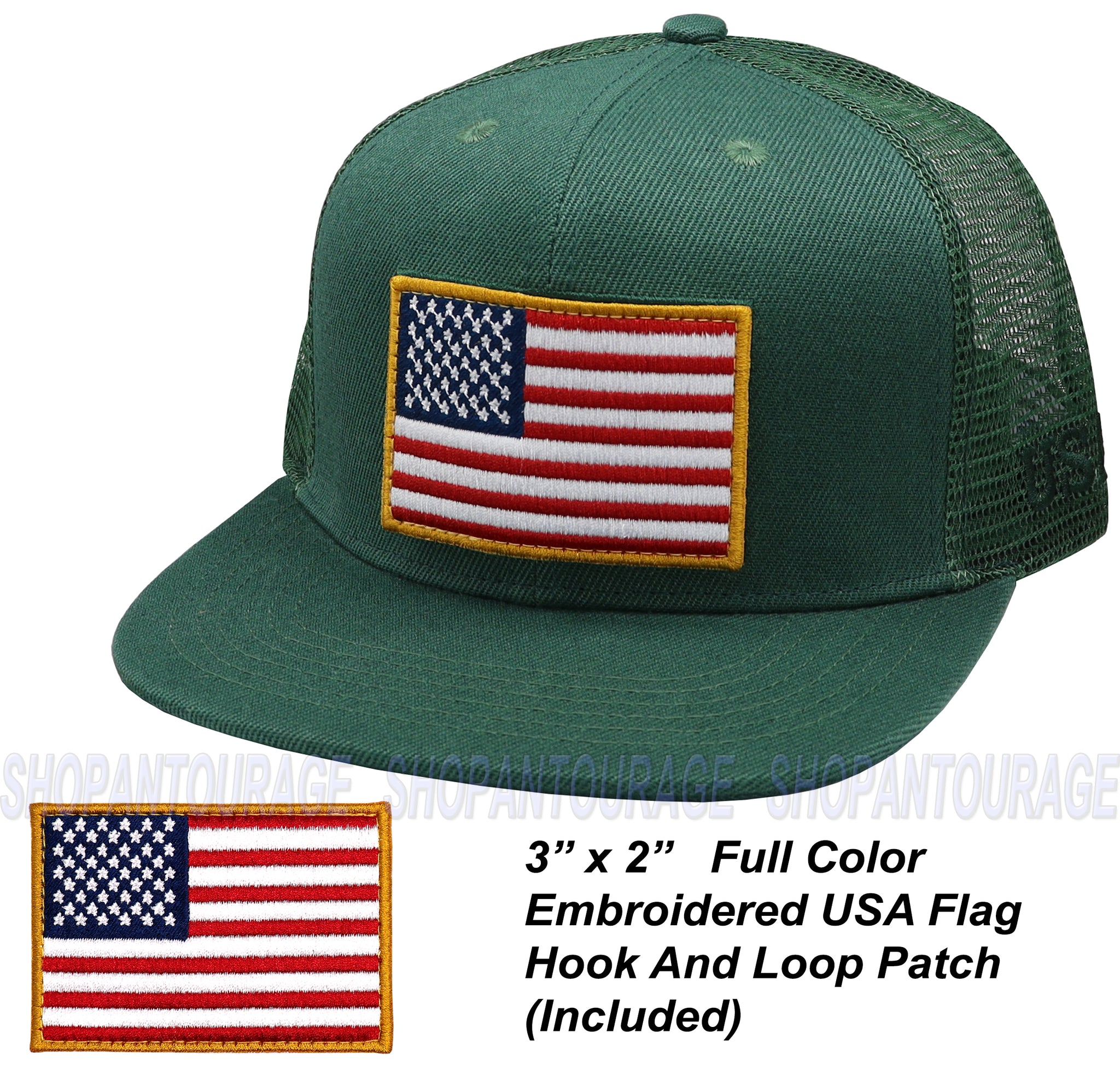 Antourage American Flag Flat Visor Constructed Mesh Snapback Hat +