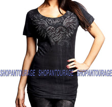 Load image into Gallery viewer, Sinful Heart Of Glass S3516 New Short Sleeve Graphic Black T-shirt By Affliction
