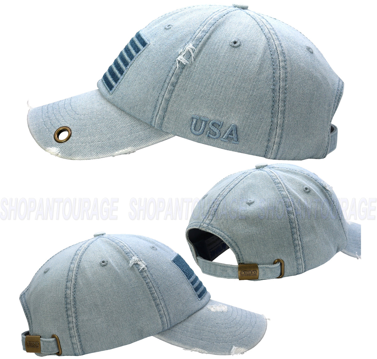 Antourage American Flag Distressed Cotton Keyhole Hat Collection - Who ...