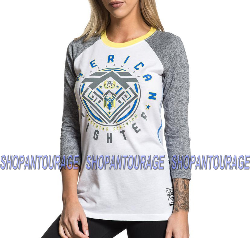 American Fighter Macarthur FW5196 Women`s New 3/4 Sleeve Top By Affliction