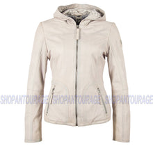 Load image into Gallery viewer, Mauritius Suse Hooded Fashion 100% Genuine Lambskin Leather Jacket For Women
