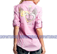 Load image into Gallery viewer, Sinful Maven 05WV412 Women`s Long Sleeve Button Down Woven Shirt By Affliction
