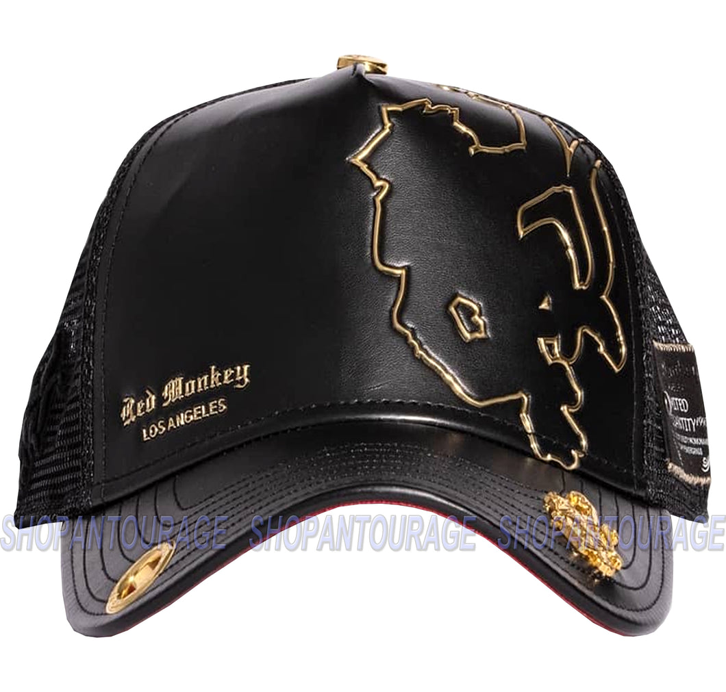 Red Monkey Outline Monkey RM1347 Limited Edition Unisex Trucker Cap Hat - Black