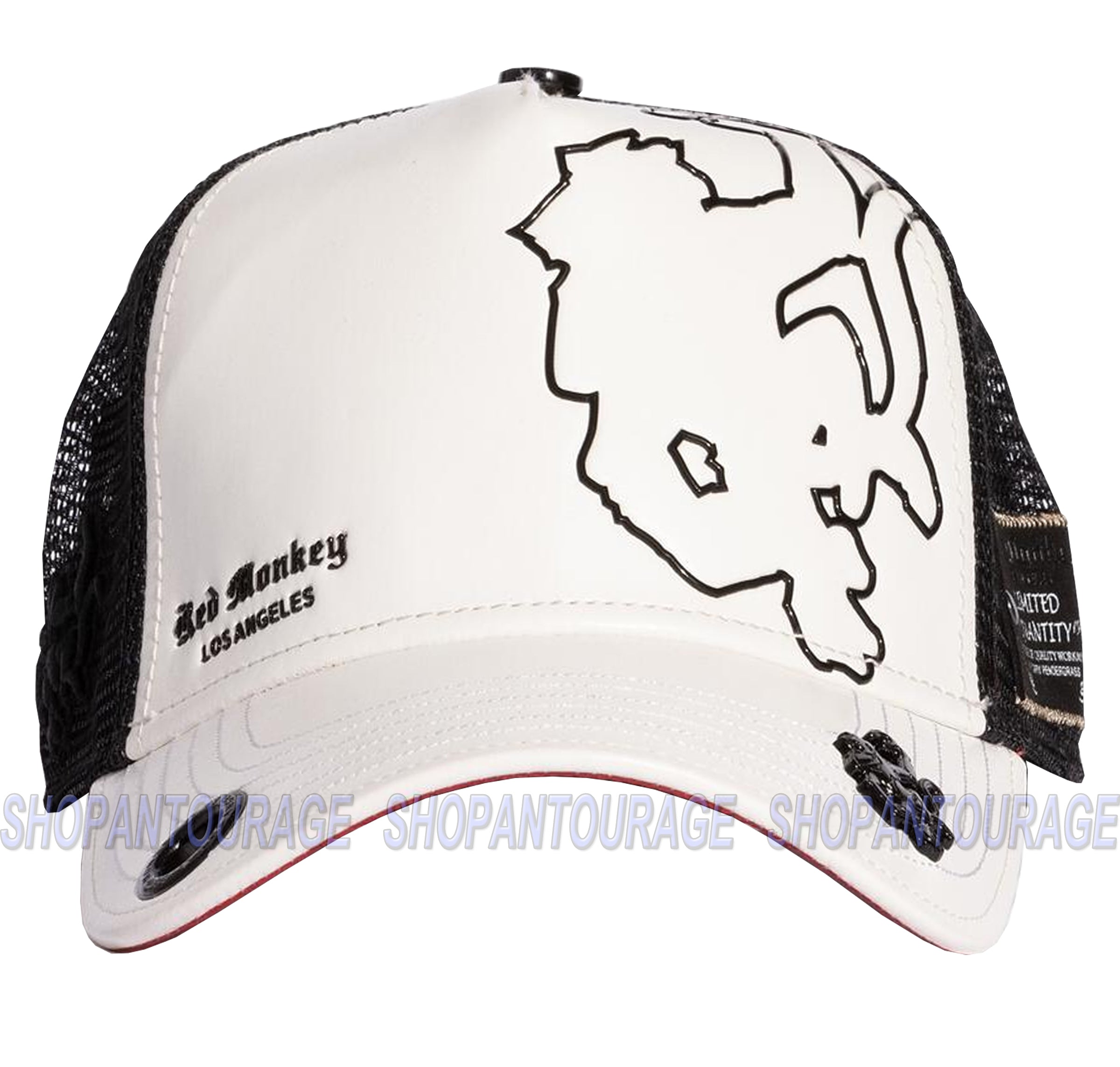 Red Monkey Outline Monkey RM1347 Limited Edition Unisex Trucker Cap Hat -  White