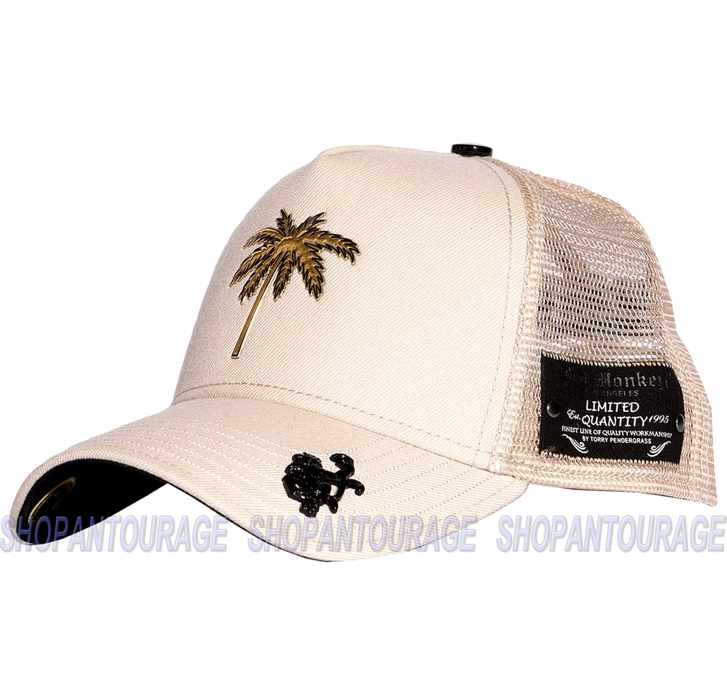 Red Monkey Palms`21 RM1349 Limited Edition Unisex Trucker Mesh Cap Hat - Khaki