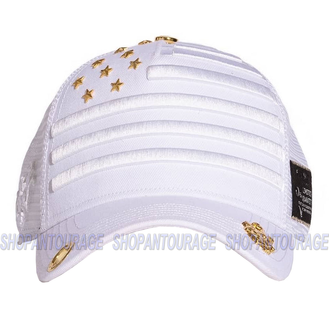 Red Monkey Stars & Stripes White RM1330 Limited Edition Unisex Trucker Cap Hat