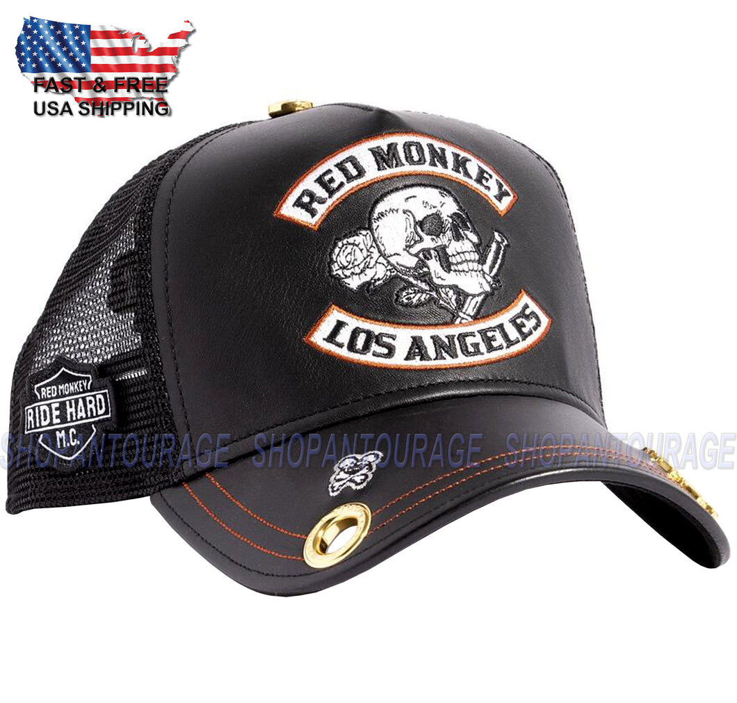 Red Monkey Riders Black RM1399 New Limited Edition Trucker Snapback Hat Cap