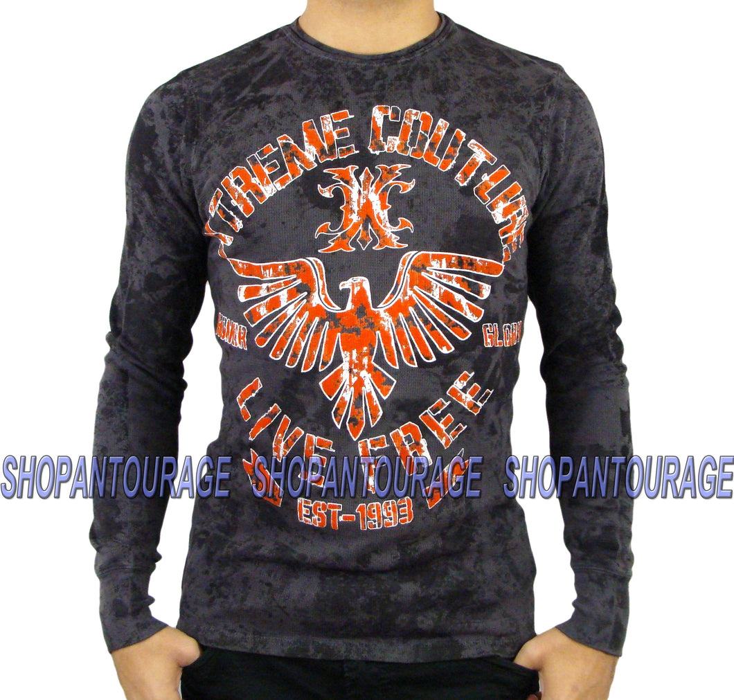 Xtreme Couture Red Zone X1320 New Long Sleeve Graphic Charcoal Thearmal for Men