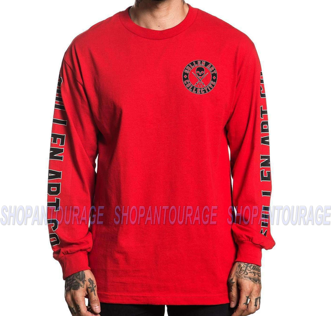 Sullen Badge Of Honor SCM2329 Long Sleeve Graphic Tattoo T-shirt For Men - Red