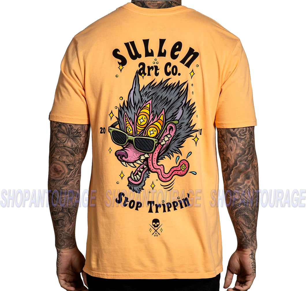 Sullen Trippin Peach SCM3243 New Short Sleeve Graphic Tattoo T-shirt For Men