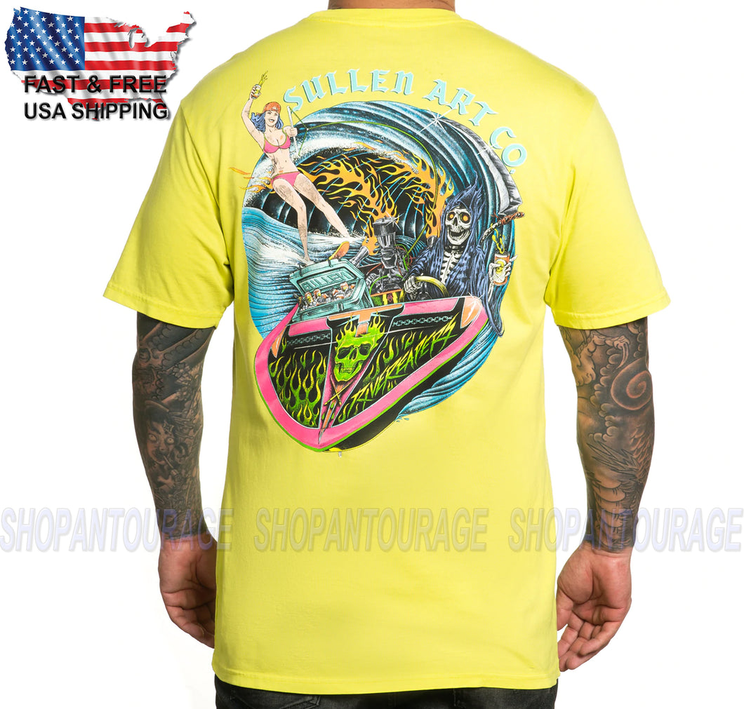 Sullen Grim Ripper Yellow SCM4154 New Short Sleeve Premium Fit Graphic Tattoo T-shirt For Men