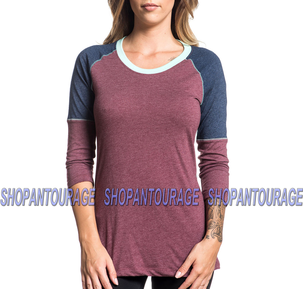 American Fighter Savannah FW3858 Women`s New 3/4 Sleeve Top By Affliction