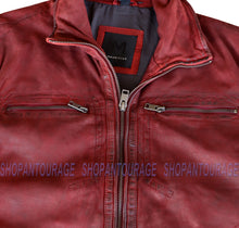 Load image into Gallery viewer, Mauritius Steeve Burgundy Red 100% New Genuine Lambskin Leather Jacket For Men
