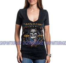 Load image into Gallery viewer, Affliction Sturgis 2016 AW15780 Short Sleeve Graphic V-neck T-shirt for Women
