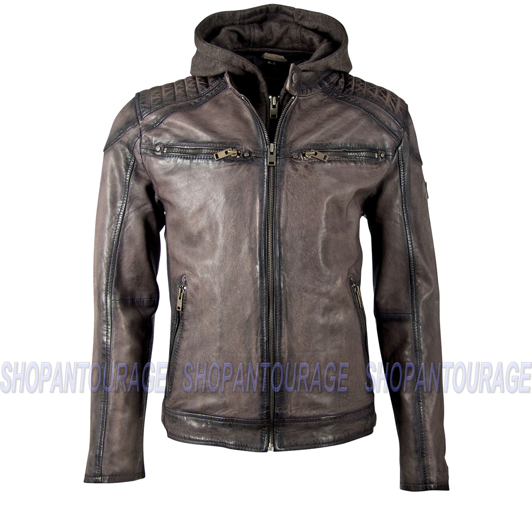 Mauritius Vinn Hooded 100% New Genuine Lambskin Fashion Leather Jacket For Men