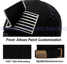 Load image into Gallery viewer, ANTOURAGE 2 PACK: American Flag Hat for Men And Women | Vintage Baseball Tactical Hat Cap With USA Flag + 4 Patches - Black/White + Lt.Grey
