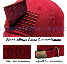 Load image into Gallery viewer, ANTOURAGE 2 PACK: American Flag Hat for Men And Women | Vintage Baseball Tactical Hat Cap With USA Flag + 4 Patches - Navy + Burgundy
