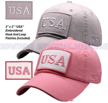 Load image into Gallery viewer, ANTOURAGE 2 PACK: American Flag Hat for Men And Women | Vintage Baseball Tactical Hat Cap With USA Flag + 4 Patches - Pink+Lt.Grey
