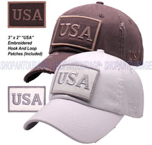 Load image into Gallery viewer, ANTOURAGE 2 PACK: American Flag Hat for Men And Women | Vintage Baseball Tactical Hat Cap With USA Flag + 4 Patches - White+Dr.Grey
