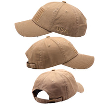 Load image into Gallery viewer, Antourage American Flag Distressed Cotton Collection Hat - Wholesale: Khaki - 10 Units ($8.00 Ea.)
