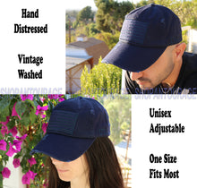 Load image into Gallery viewer, Antourage American Flag Distressed Cotton Collection Hat - Wholesale: Navy - 10 Units ($8.00 Ea.)
